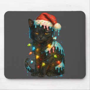 Kerstmis Zwarte Kat Ijs Drip Kerstman Hoed Schatti Muismat