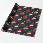Kerstmis Zwarte Kat Kerstman Grappig Cadeaupapier (Uitgerold)