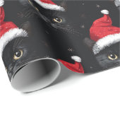 Kerstmis Zwarte Kat Kerstman Grappig Cadeaupapier (Rol Hoek)