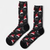 Kerstmis Zwarte Kat Kerstman Grappig Sokken (Links)