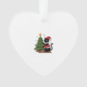 Kerstmis Zwarte Kat Kerstman Hoed Boom Muis Ornament