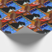 Kerstmis Zwarte Kat Kunst Schilderij Cadeaupapier (Hoek)