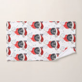 Kerstmis Zwarte Kat met Rode Sjaal Handdoek (Handdoek)