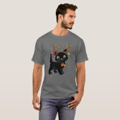 Kerstmis Zwarte Kat Reindester Antlers Catmas Vrou T-shirt (Voorkant volledig)