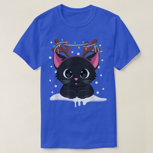 Kerstmis Zwarte Kat Reindester Antlers Catmas Vrou T-shirt (Design voorkant)