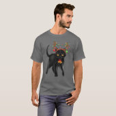 Kerstmis Zwarte Kat Reindester Antlers Catmas Vrou T-shirt (Voorkant volledig)