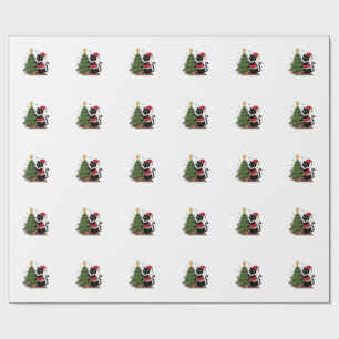 Kerstmis Zwarte Kat Sinterklaas Hoed Boom Muis Cadeaupapier
