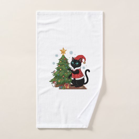 Kerstmis Zwarte Kat Sinterklaas Hoed Boom Muis Handdoek (Handdoek)
