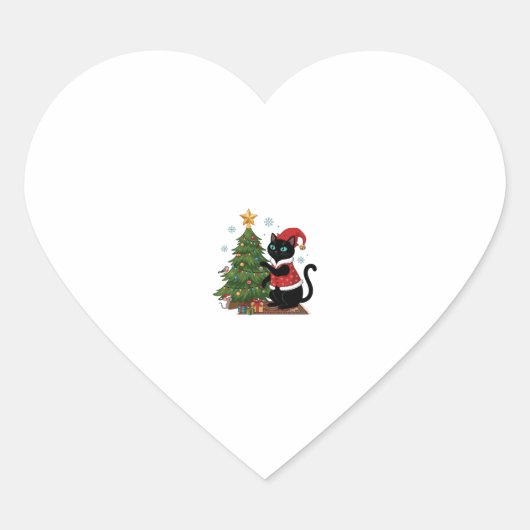 Kerstmis Zwarte Kat Sinterklaas Hoed Boom Muis Hart Sticker (Voorkant)