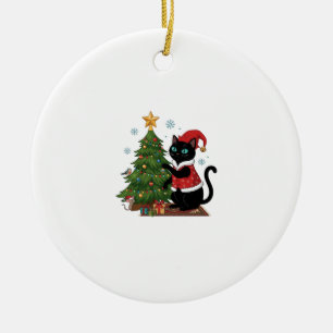 Kerstmis Zwarte Kat Sinterklaas Hoed Boom Muis Keramisch Ornament
