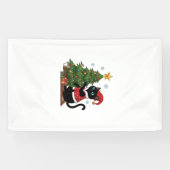 Kerstmis Zwarte Kat Sinterklaas Hoed Boom Muis Spandoek (Horizontaal)