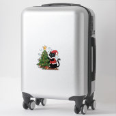 Kerstmis Zwarte Kat Sinterklaas Hoed Boom Muis Sticker (Koffer)