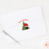 Kerstmis Zwarte Kat Vierkante Sticker (Envelop)