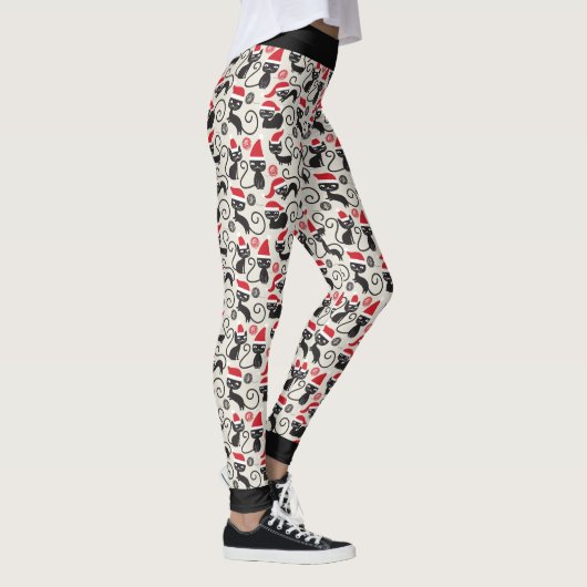 Kerstmis Zwarte Katten Leggings (Rechts)