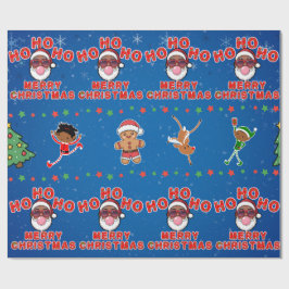 Kerstmis Zwarte Kerstman Inpakpapier