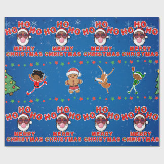Kerstmis Zwarte Kerstman Inpakpapier