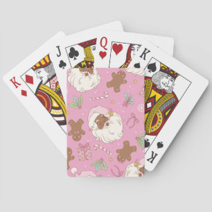 Kerstmis Zwarte Kerstman Pastel Roze Pokerkaarten