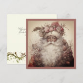 Kerstmis Zwarte Kerstman - Rococo & Roze Bloemmoti Feestdagenkaart (Voorkant / Achterkant)