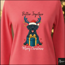Kerstmis Zwarte Labrador Cadeau Grafische Rendier Tri-Blend Shirt