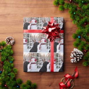Kerstmis Zwarte Labrador Retriever met Sneeuwman Cadeaupapier