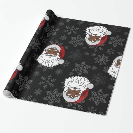 Kerstmis zwarte Sinterklaas sneeuwvlokken Cadeaupapier (Uitgerold)