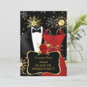 Kerstmis zwarte Stropdas Rood Kaart (Staand voorkant)