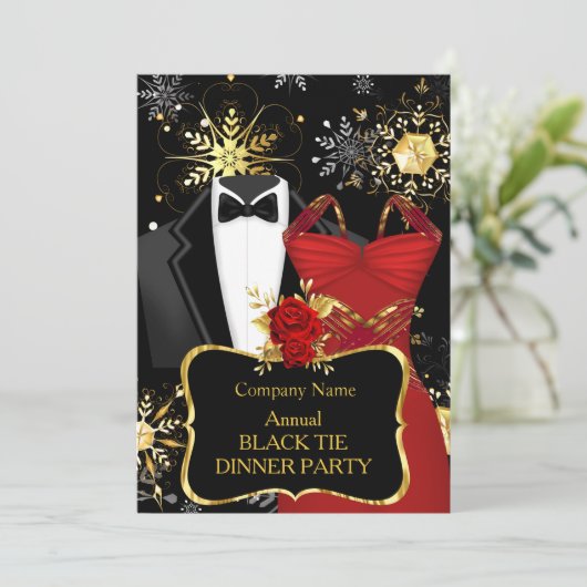 Kerstmis zwarte Stropdas Rood Kaart (Staand voorkant)