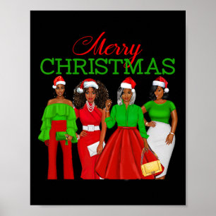Kerstmis Zwarte Vrouwen Afrikaans-Amerikaanse Kers Poster