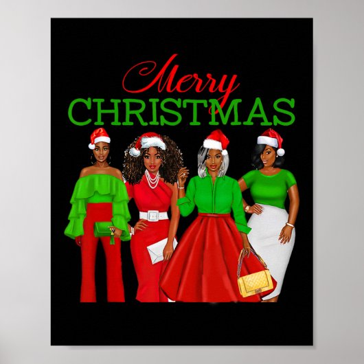 Kerstmis Zwarte Vrouwen Afrikaans-Amerikaanse Kers Poster (Voorkant)