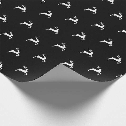 Kerstmis zwarte witte herten rendieren vakantie cadeaupapier (Hoek)