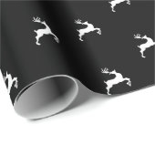 Kerstmis zwarte witte herten rendieren vakantie cadeaupapier (Rol Hoek)