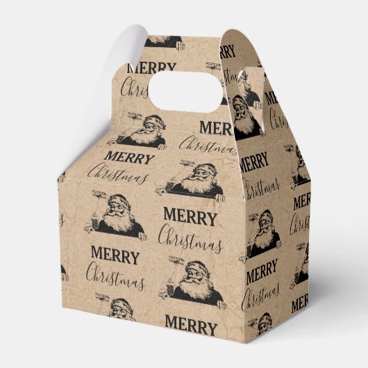 Kerstmis  zwarte witte kraft kerstkerstkerstman bedankdoosjes (Voorkant Zijde)