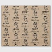 Kerstmis  zwarte witte kraft kerstkerstkerstman cadeaupapier (Vlak)