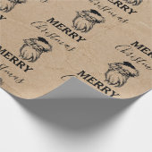 Kerstmis  zwarte witte kraft kerstkerstkerstman cadeaupapier (Hoek)