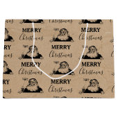 Kerstmis  zwarte witte kraft kerstkerstkerstman groot cadeauzakje (Voorkant)