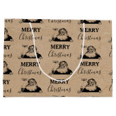 Kerstmis  zwarte witte kraft kerstkerstkerstman groot cadeauzakje (Achterkant)