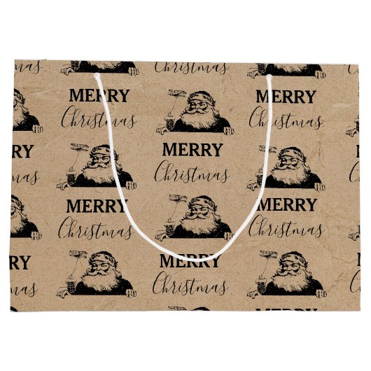 Kerstmis zwarte witte kraft kerstkerstkerstman groot cadeauzakje (Achterkant)