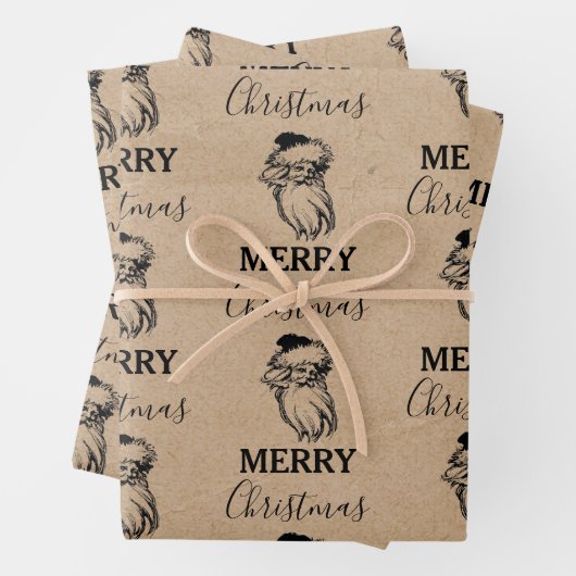 Kerstmis  zwarte witte kraft kerstkerstkerstman inpakpapier vel (In situ)