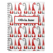 Kerstmis, Zweeds Gnomen Pattern Red, gepersonalise Notitieboek (Voorkant)