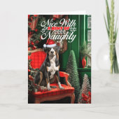 Kerstmis Zwitserse Berghond Ondeugend of Nice Feestdagen Kaart (Voorkant)