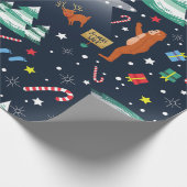Kerstmisalien ontvoering Bigfoot Yeti Sasquatch Cadeaupapier (Hoek)