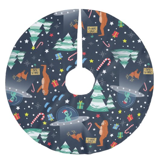 Kerstmisalien ontvoering Bigfoot Yeti Sasquatch Kerstboom Rok (Voorkant)