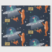 Kerstmisalien Yeti Sasquatch Bigfoot Cadeaupapier (Vlak)