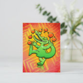 Kerstmisalligator jongleren met kerstballen feestdagenkaart (Staand voorkant)