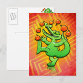 Kerstmisalligator jongleren met kerstballen feestdagenkaart (Voorkant / Achterkant)