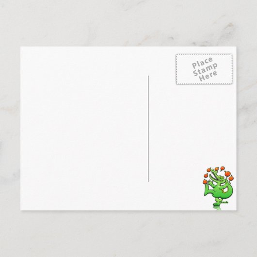 Kerstmisalligator jongleren met kerstballen feestdagenkaart (Achterkant)