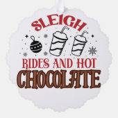 Kerstmisattracties en warme chocolademelk ornament kaart (Achterkant)