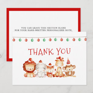 Kerstmisbaby's in rode Petten Bedankkaart