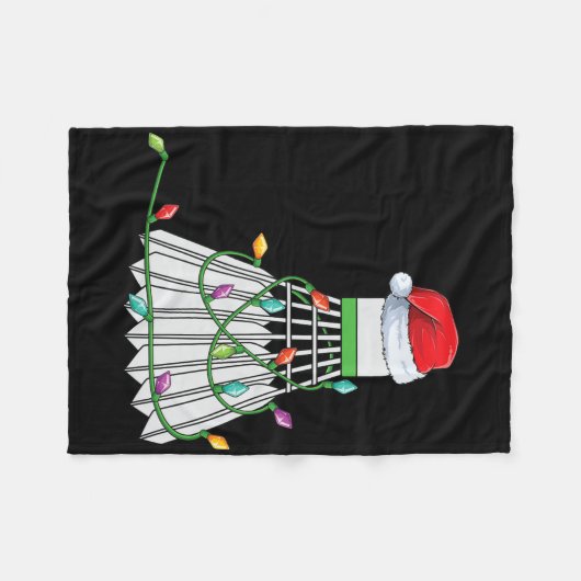 Kerstmisbadminton cadeau Kerstman hoed verpakt in  Fleece Deken (Voorkant (Horizontaal))