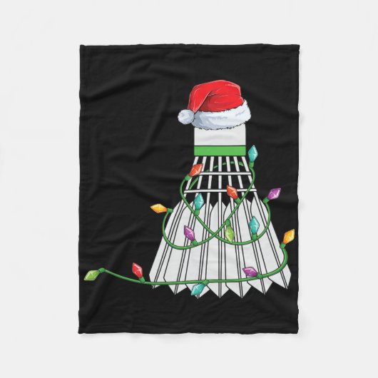 Kerstmisbadminton cadeau Kerstman hoed verpakt in  Fleece Deken (Voorkant)